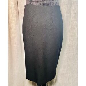 St John Pencil Skirt Womens Sz 10 Black Knit Wool Rayon Blend Minimalist